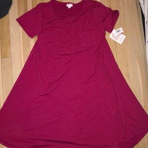 Lularoe Dark Red/ pink pocket dress